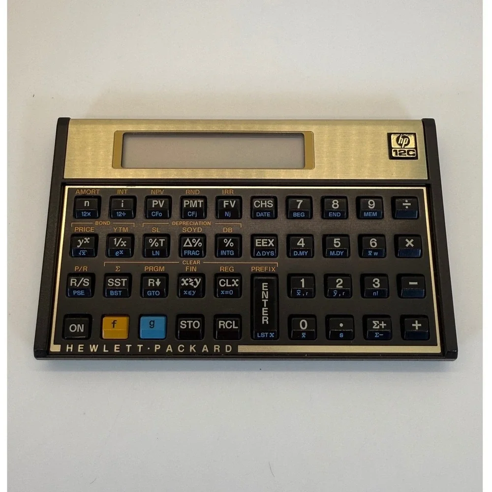 VTG HP 12C Financial‎ Calculator Black Gold Edition RPN Business Tech w/Case